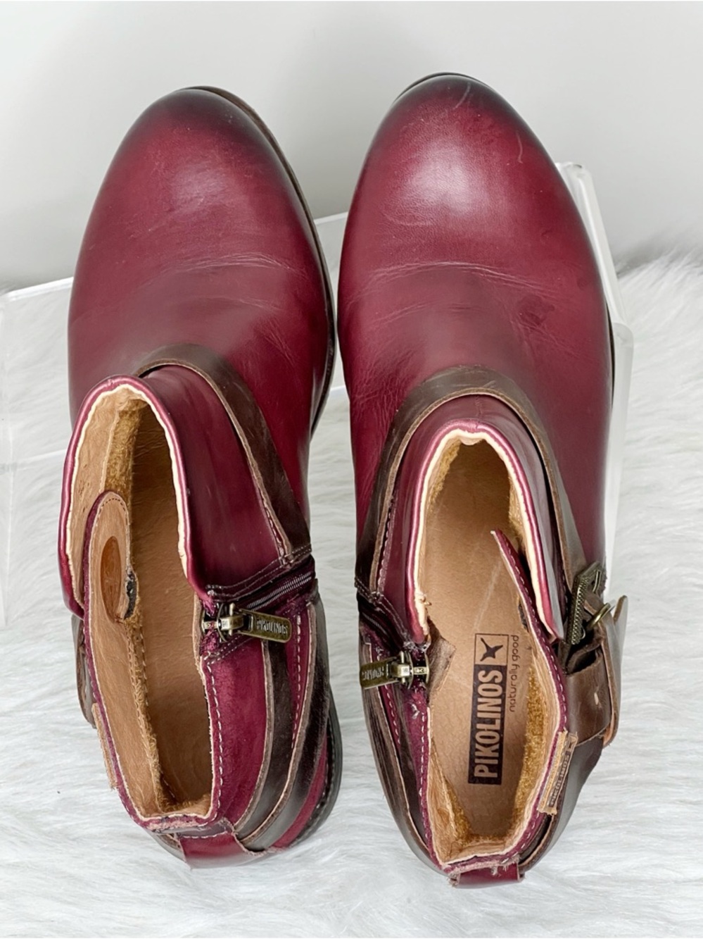 Pikolinos Ordino Leather Ankle Boots In Garnet Size 38/ 7.5-8 - Picture 7 of 9